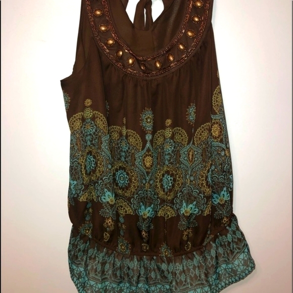 Apt. 9 size large teal and brown top. - Picture 11 of 12